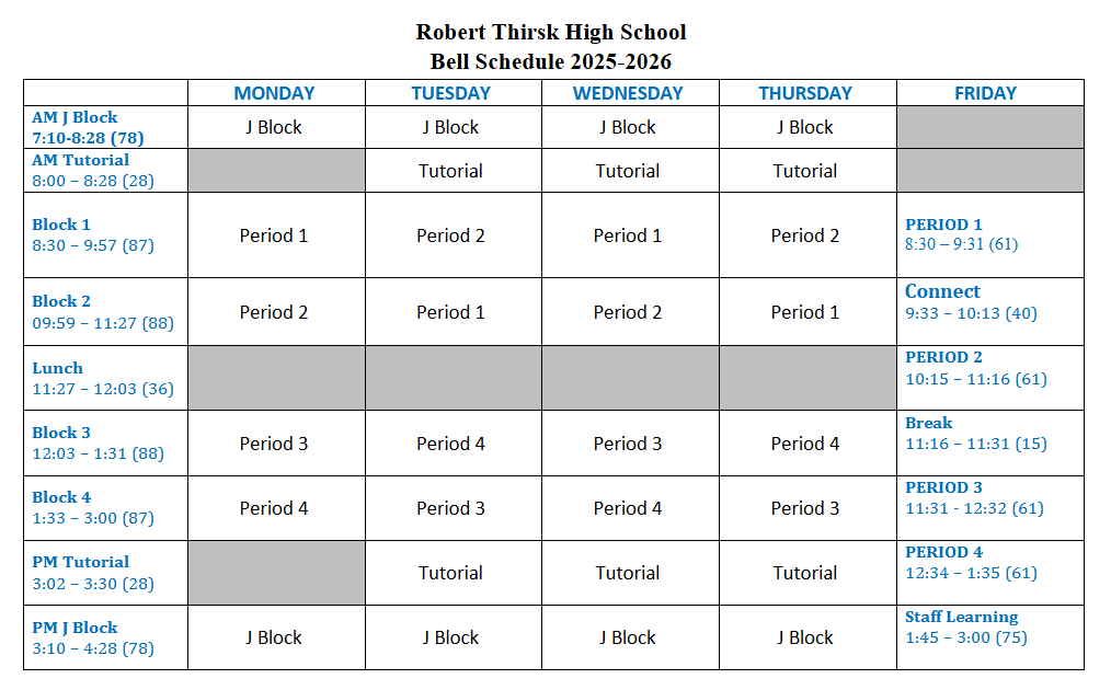 bell schedule